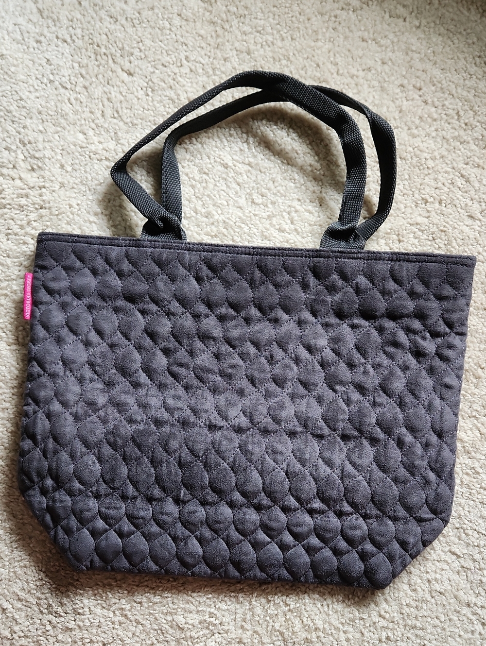 Victoria's Secret Quilted Grey Tote with Pink Tag